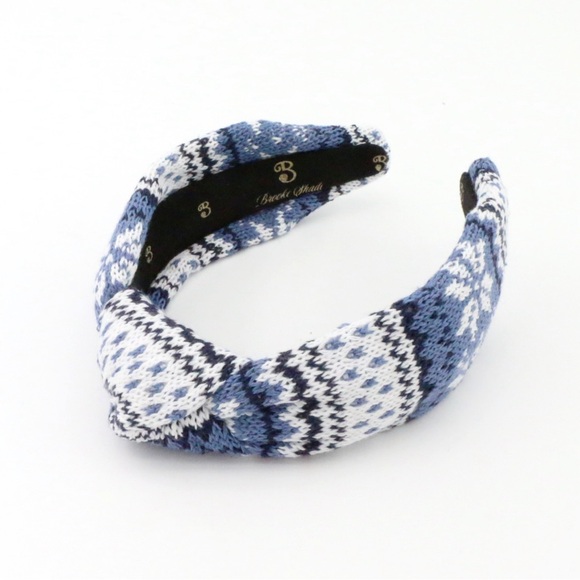 Brooke Shade Accessories - 148. The Brooke Shade Nordic Blue FairIsle Sweater Low Knot Headband